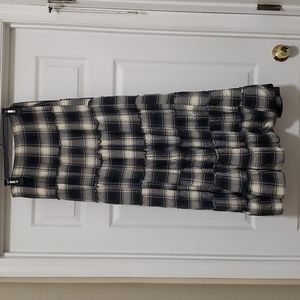 Denim & Supply womens XL black & cream plaid multi tier flare maxi skirt
